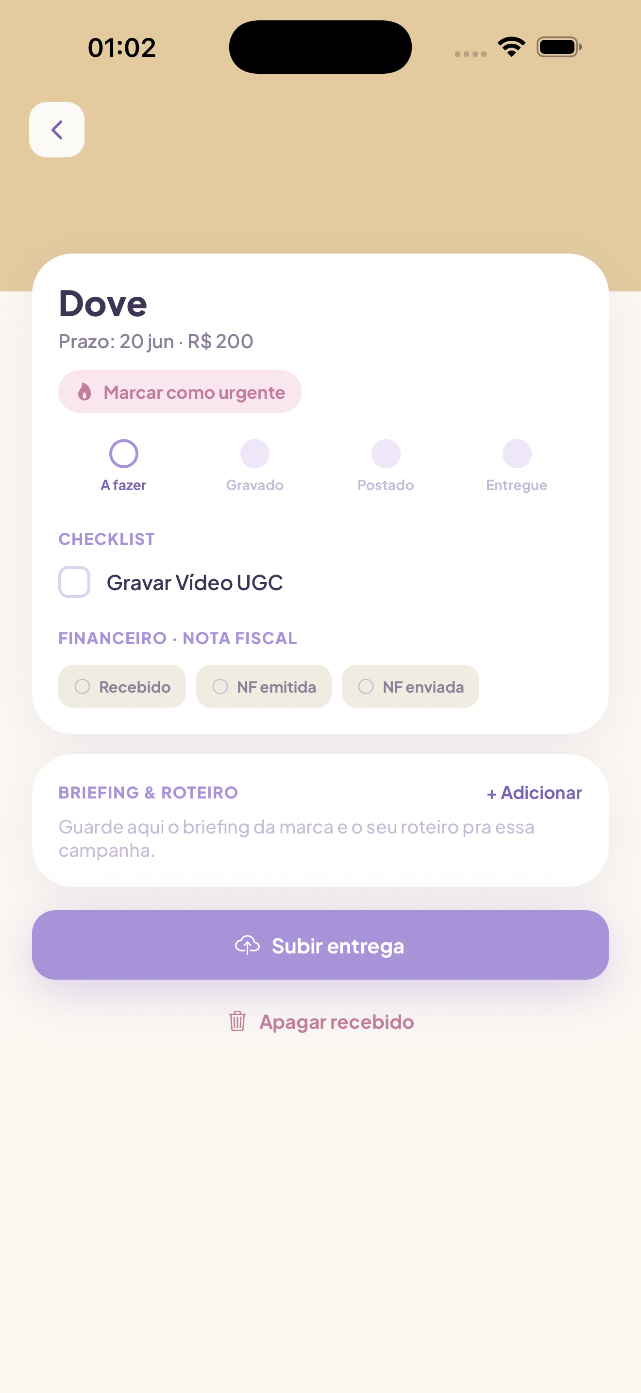 Detalhe com nota fiscal