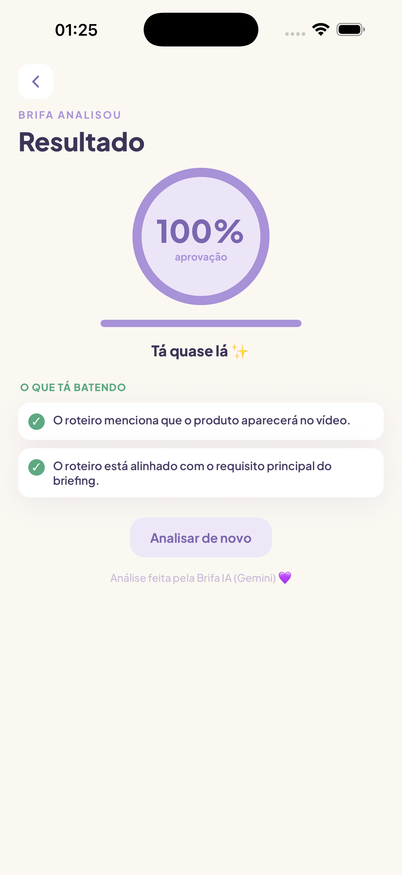 Brifa IA analisando o roteiro